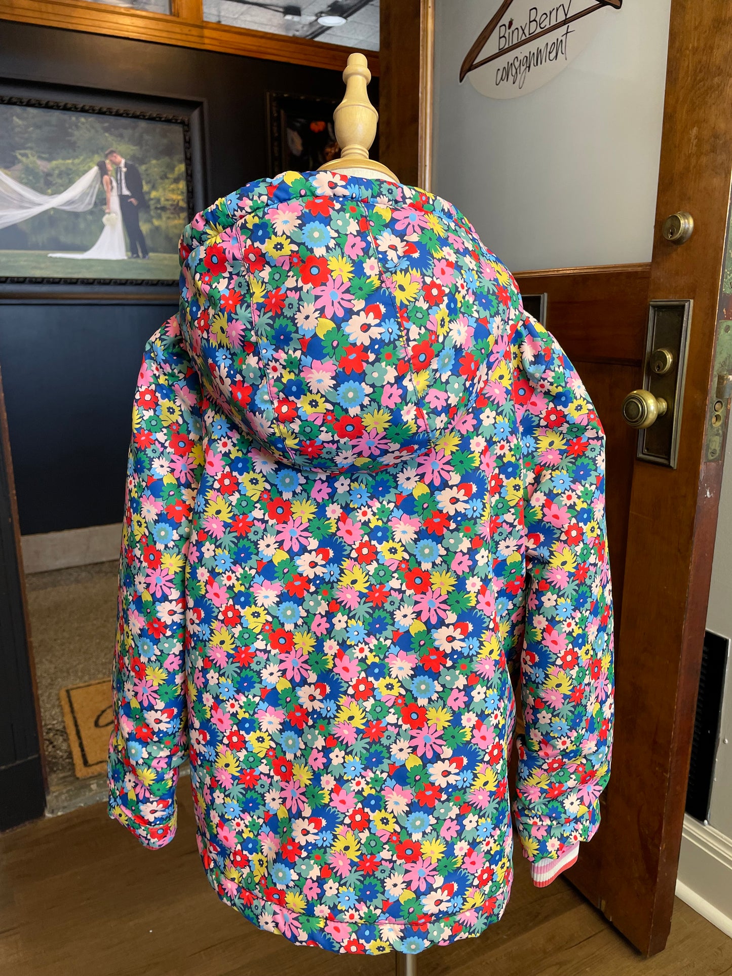 Mini Boden Fleece Lined Girl's Hooded Coat (7-8Y)