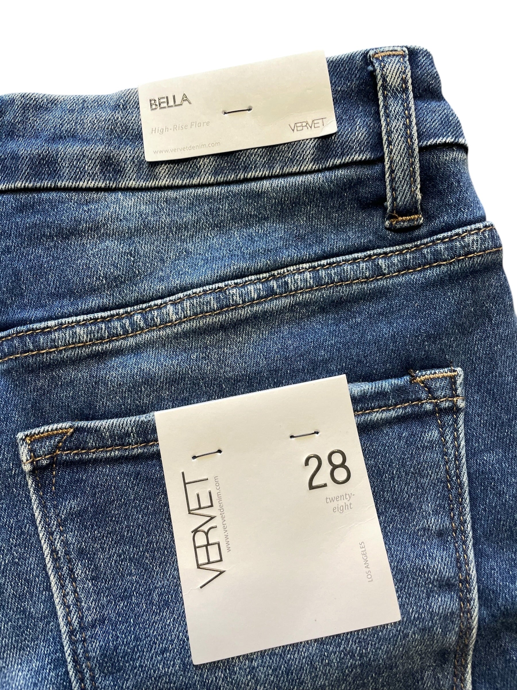 Vervet Los Angeles Bella Women's High Rise Flare Jean Shorts (28)
