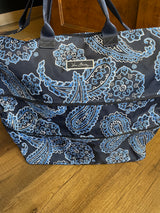 Vera Bradley Lighten Up Expandable Blue Bandana Travel Bag