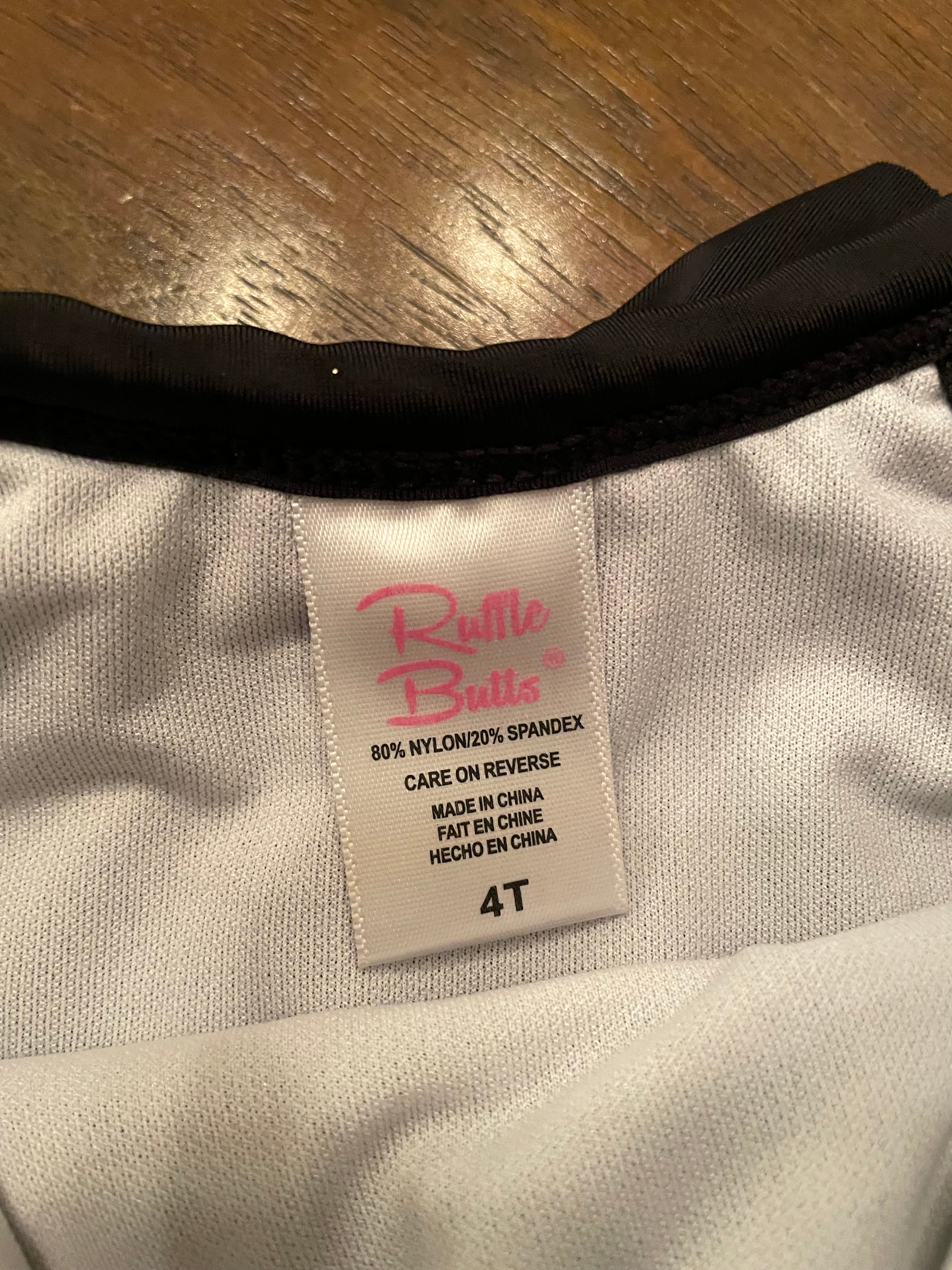 Ruffle Butts Black & White Two Piece Swim Set (4T)