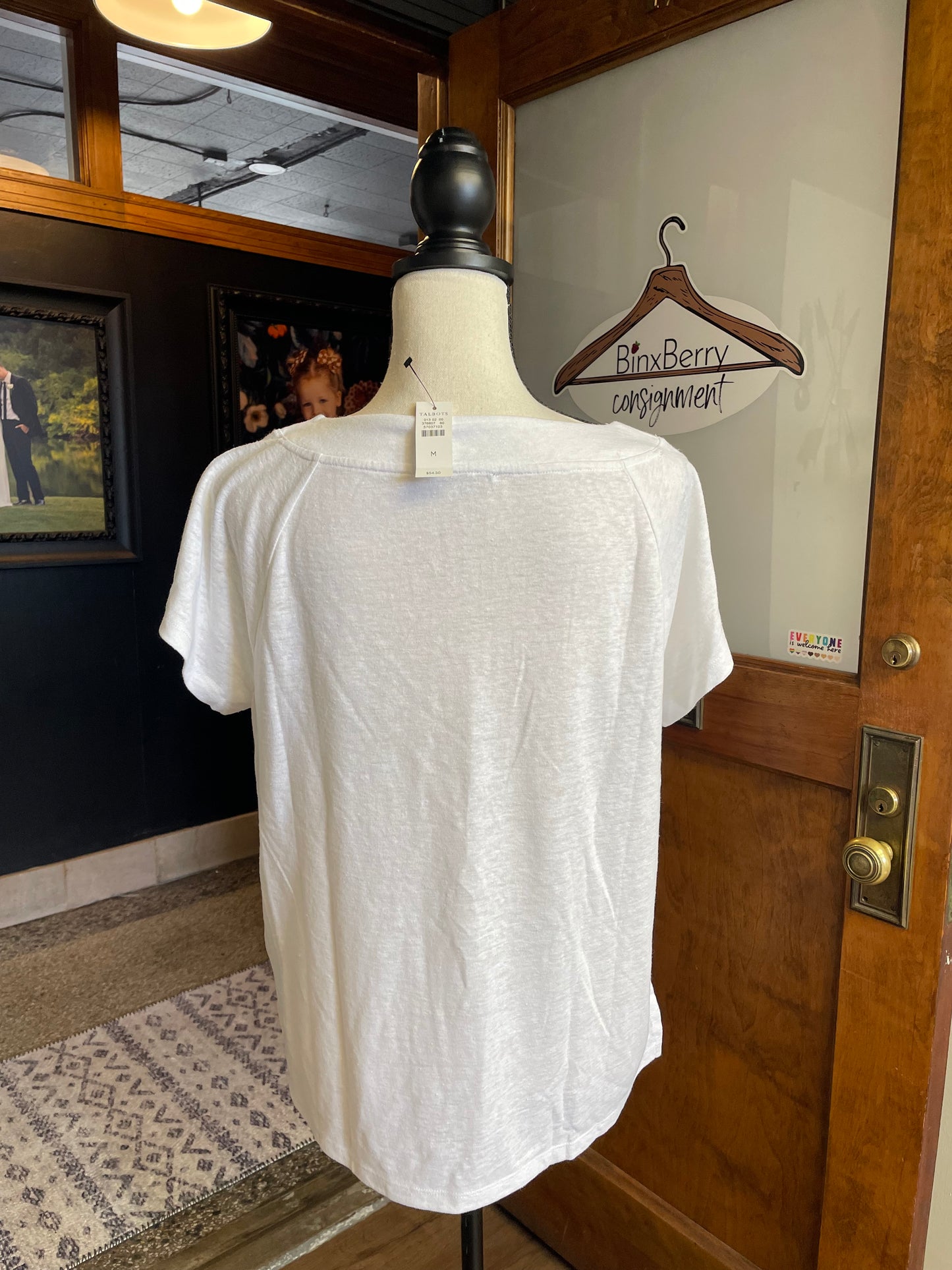 Talbots White NWT V-Neck Linen Blend Top (M)