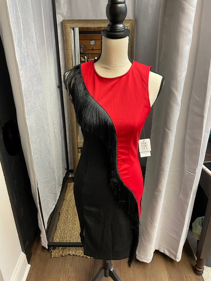 One One Six Red & Black Frill Dress (S)