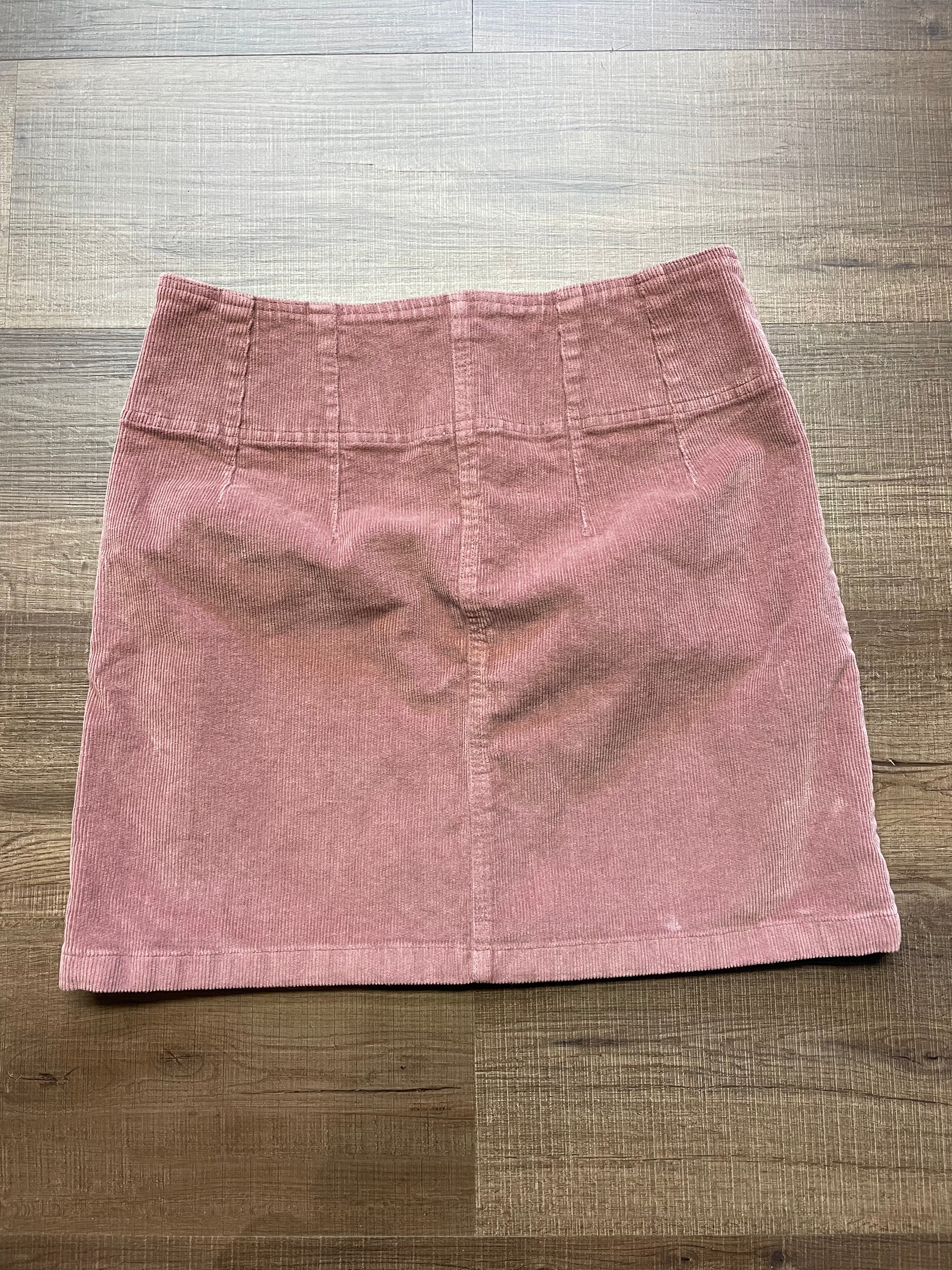 Jolt Pink Corduroy Zipper-Front Skirt (M)