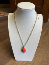 Lia Sophia Kiam Family Coral Teardrop Pendant Necklace - BinxBerry Consignment