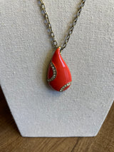 Lia Sophia Kiam Family Coral Teardrop Pendant Necklace - BinxBerry Consignment