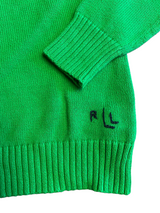 Vintage Ralph Lauren Women's Stitched Flag Kelly Green Sweater (M)