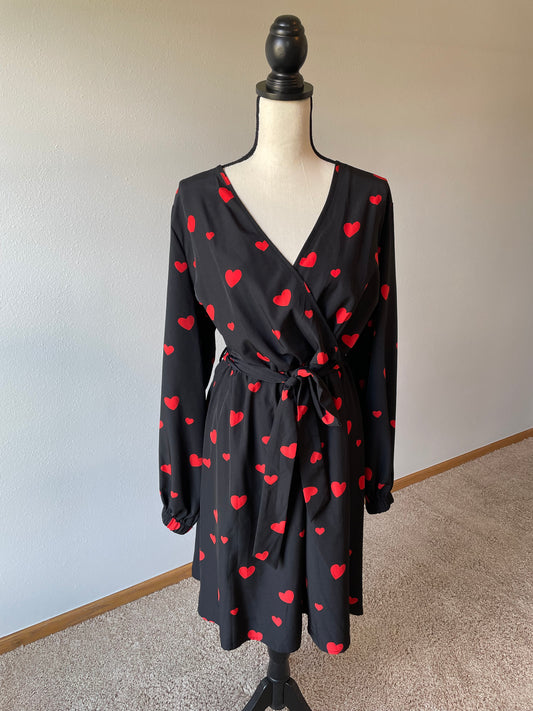 Shein Curve Black Dress with Red Hearts (3XL)