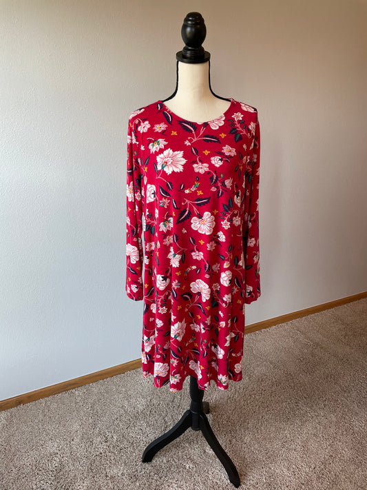 Old Navy Red Floral Knit Dress (XL)