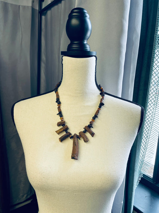 Wooden Log Charm Necklace