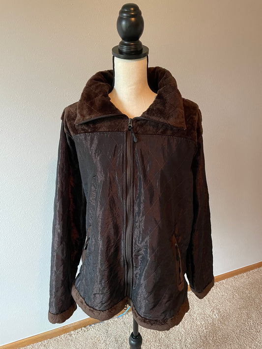 Athleta Brown Mixed Texture Jacket (2XL)