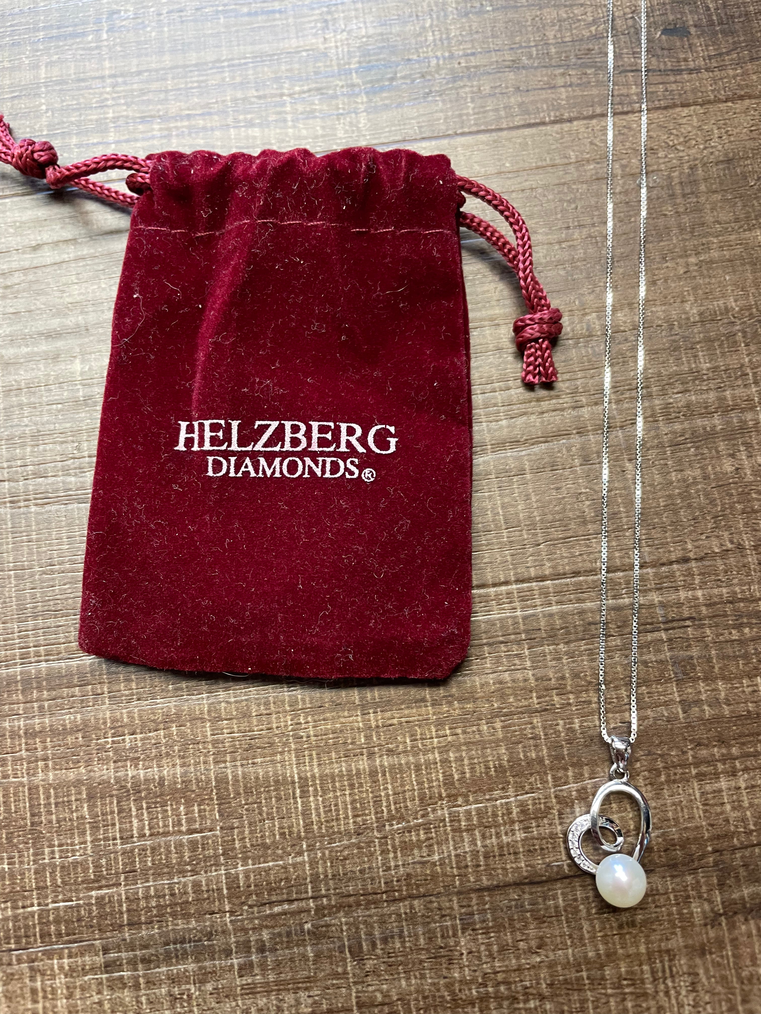 Sterling Silver, CZ & Pearl Open Heart Necklace