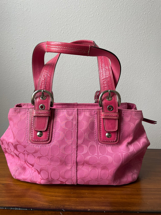 Coach Signature Jacquard Pink Shoulder Bag