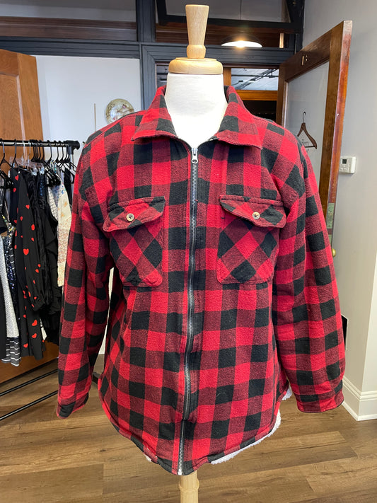 Old Mill Men's Faux Wool Lined Red Plaid Jacket (2XL)