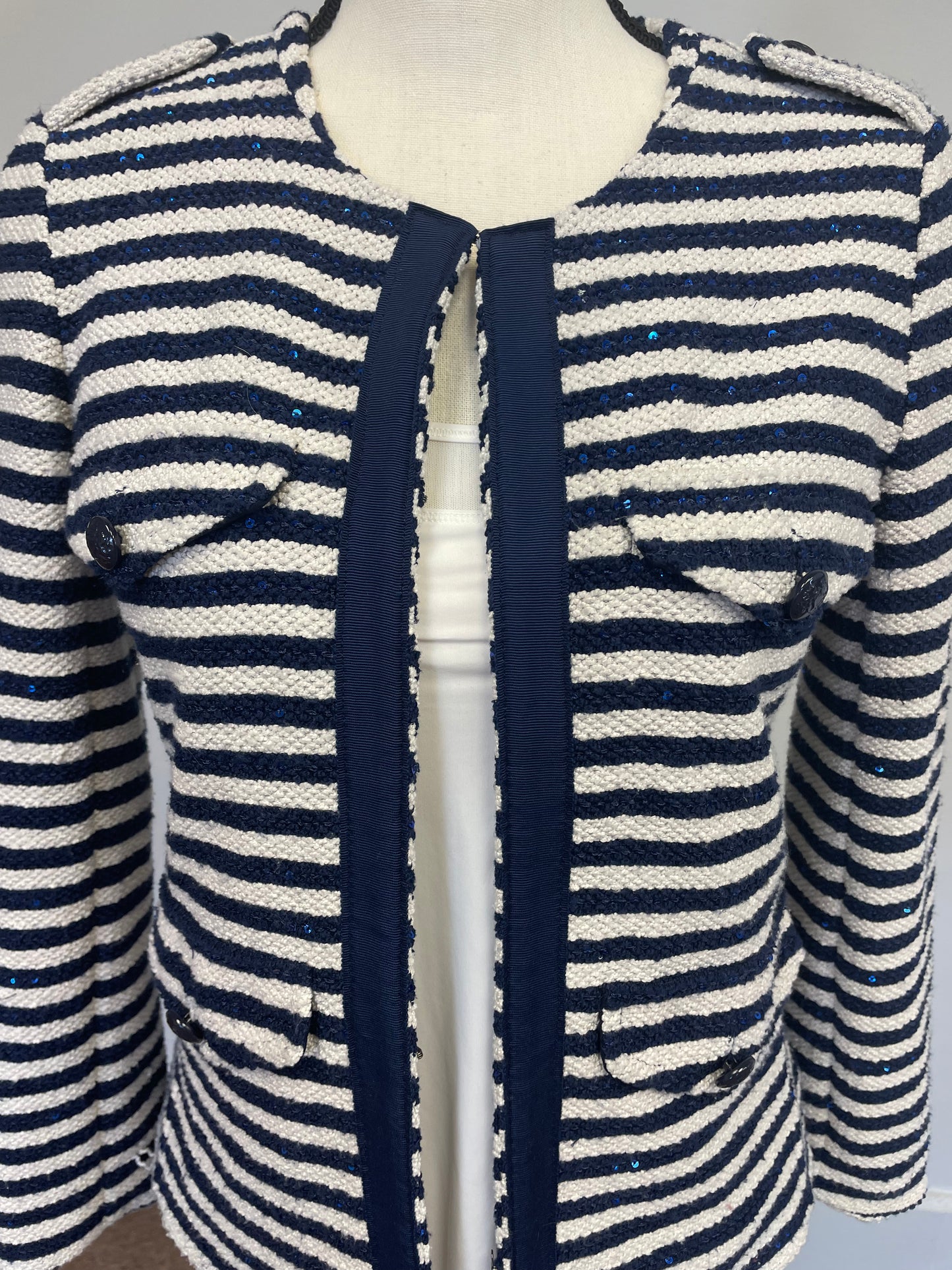 Banana Republic Striped Sequin Sailor Knit Blazer (0)