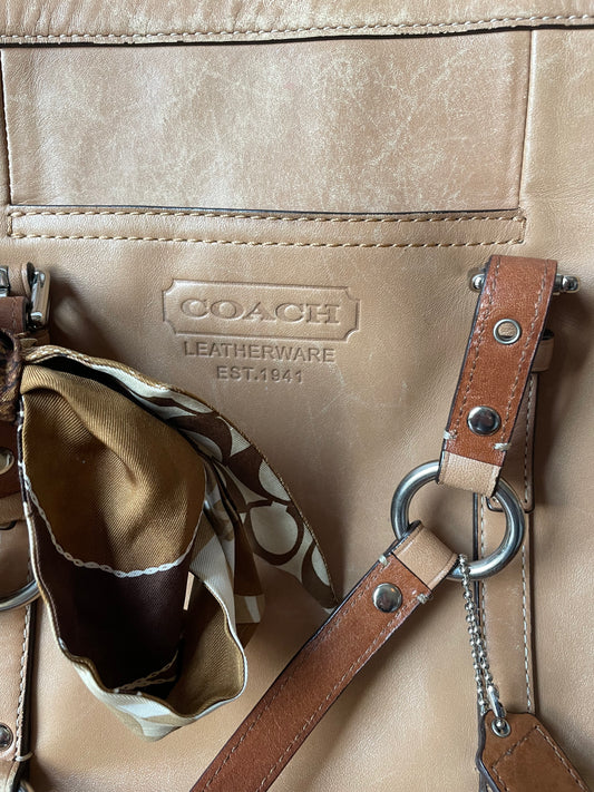 Coach Light Brown Leather Tote and Wallet