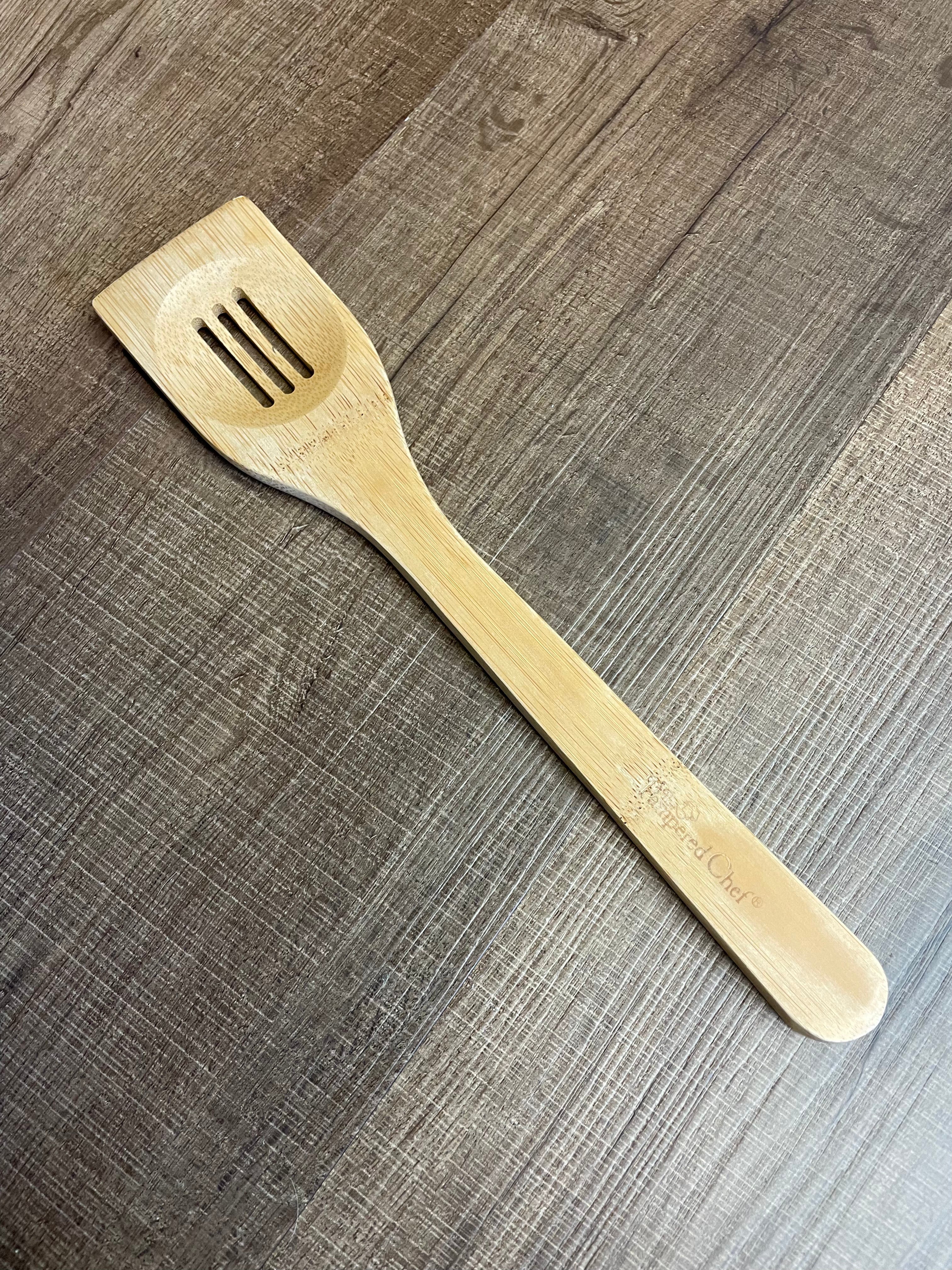Pampered Chef Bamboo Slotted Spatula Spoon