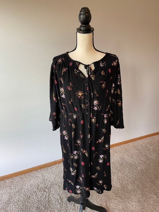 Old Navy Black Dress with Flowers (XL)