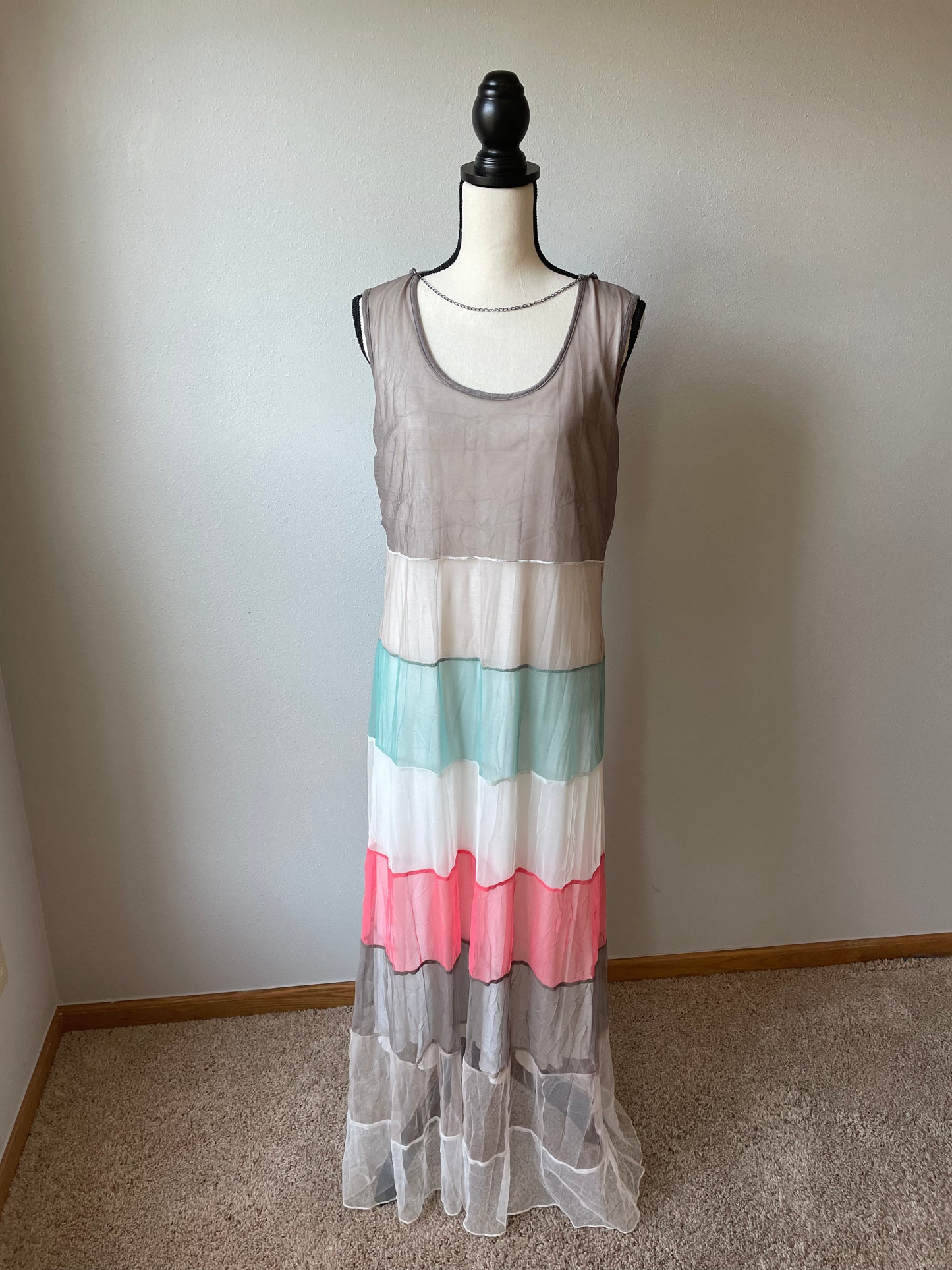 Bali Corp Lined Mesh Block Pastel Dress (16)