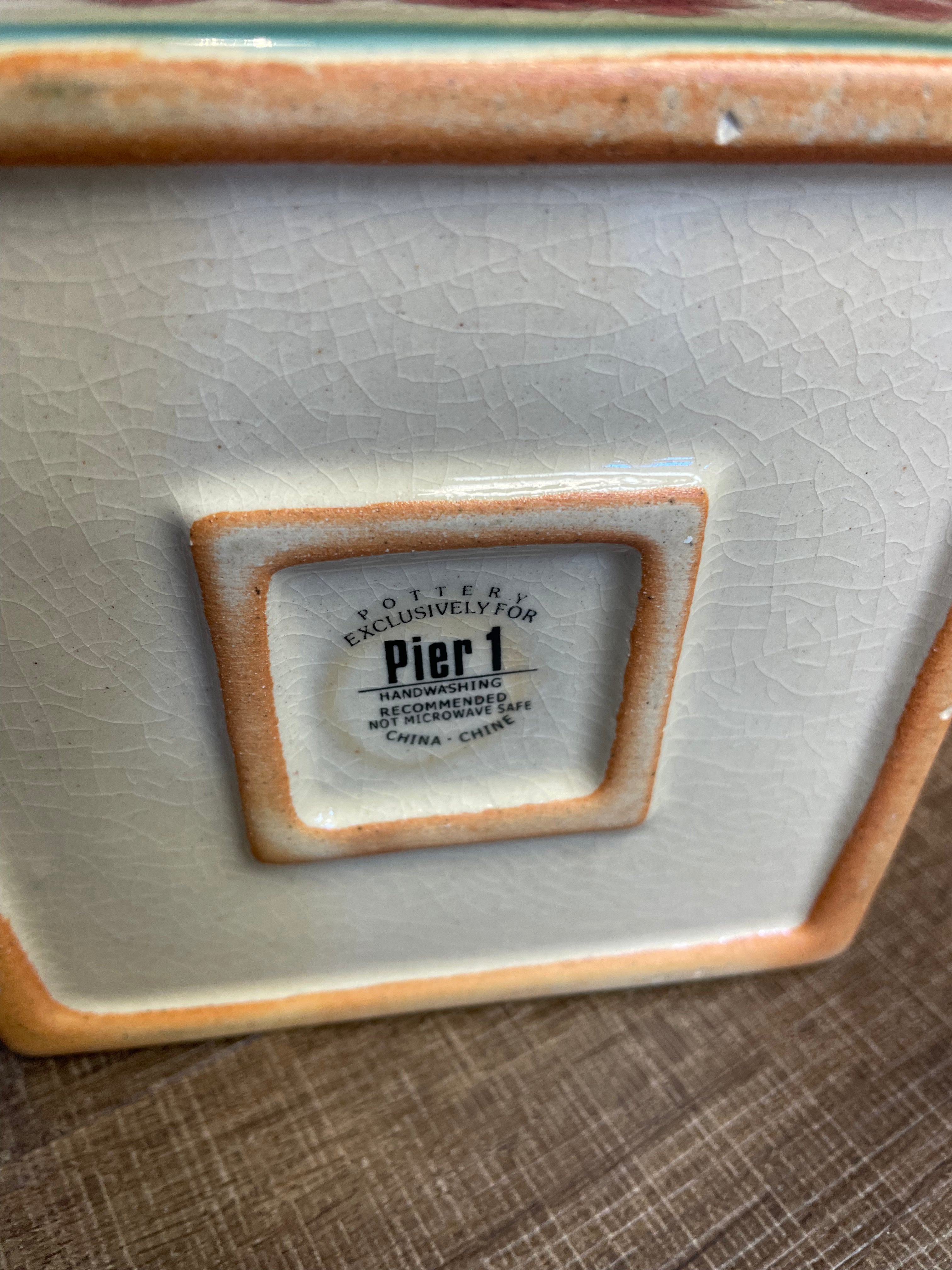 Vintage Pier 1 Square Pottery Vase