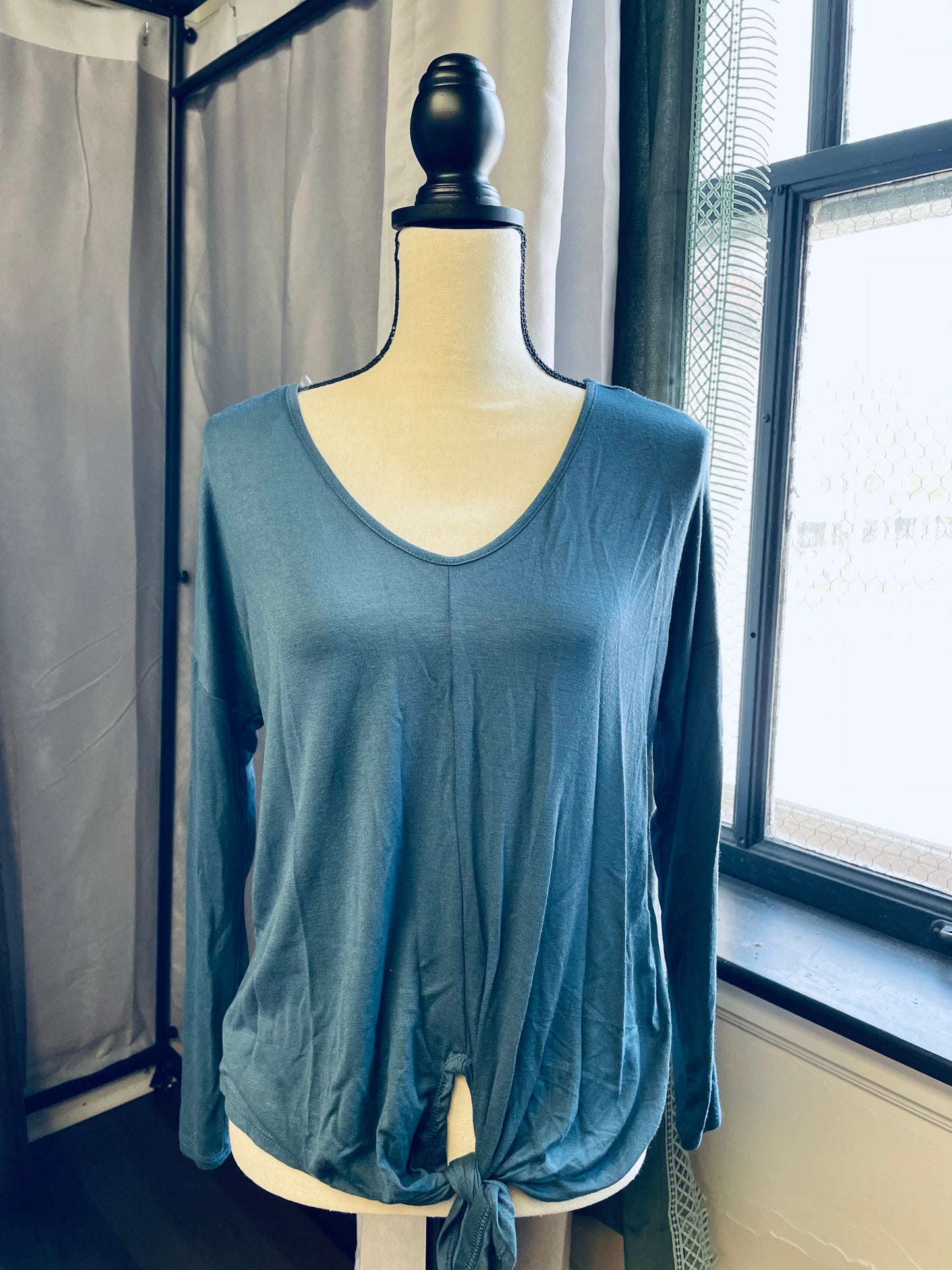 Wasabi & Mint Tie Front Top (S)