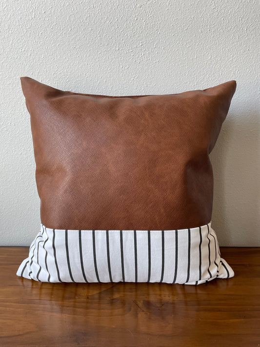 18" Faux Leather Block Throw Pillow