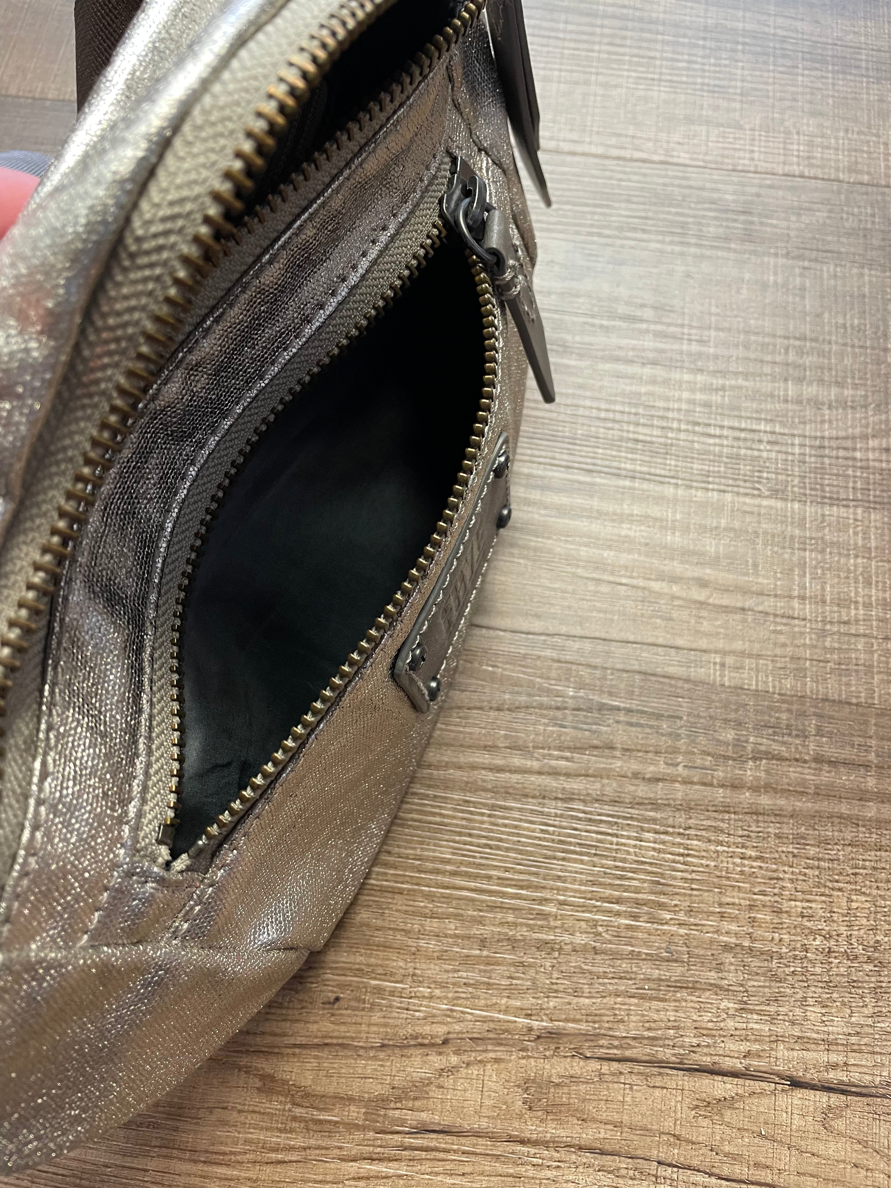 FRYE Ivy Nylon Metallic Silver Hip Bag