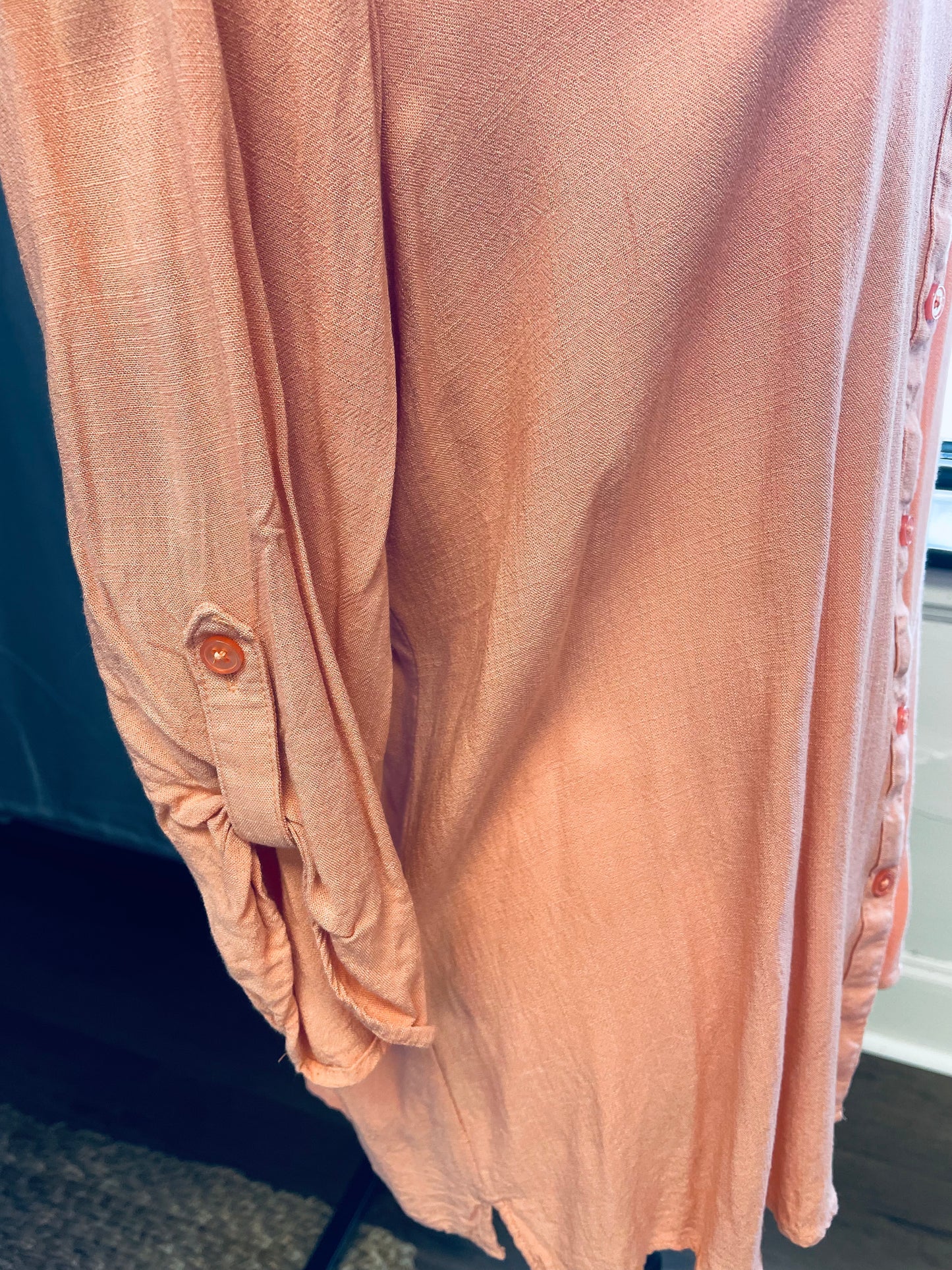 Chicos Light Orange Rayon Button-Down (2/M)