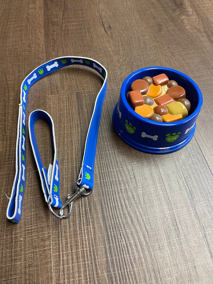 Build-a-Bear Blue Bowl + Leash Set