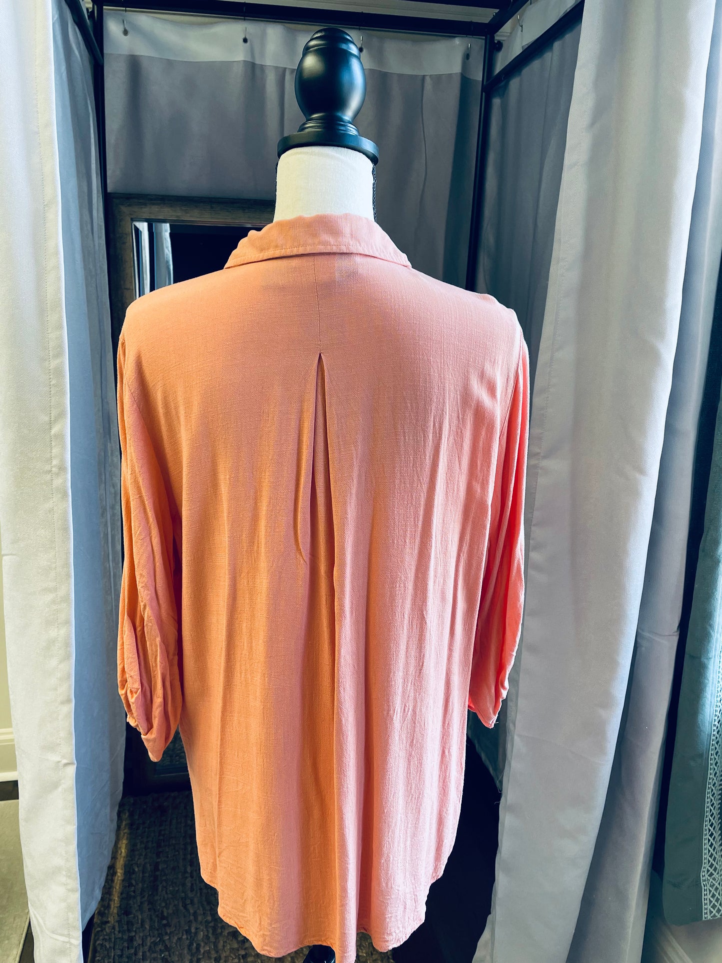 Chicos Light Orange Rayon Button-Down (2/M)