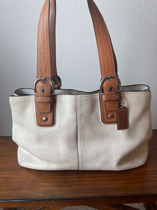 Coach Soho XL Cream & Brown Carryall