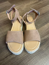 Platform Faux Leather Sandal Ankle Strap (8.5)