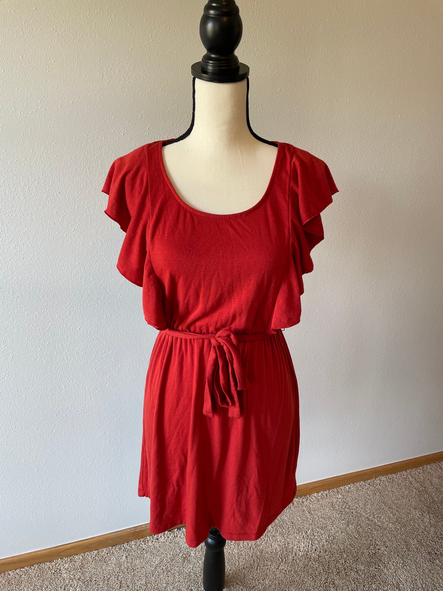 Xhilaration Red Knit Tie Waist Dress (M)