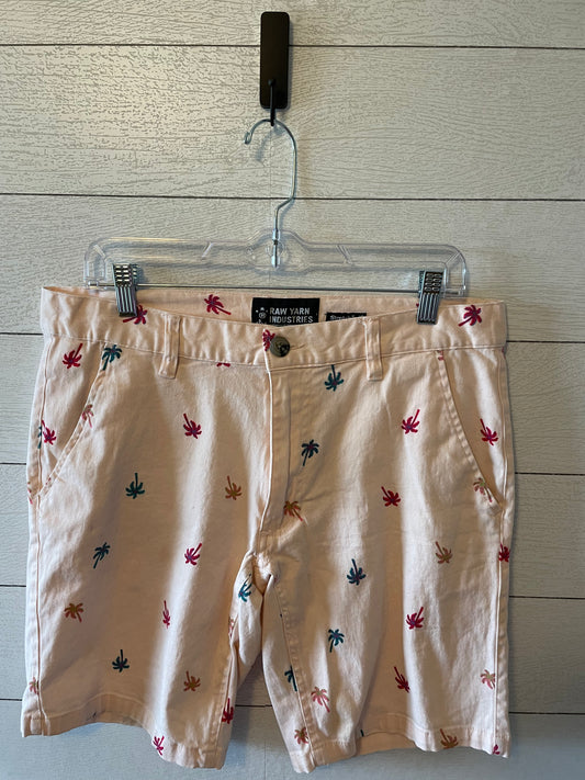 Raw Yarn Stretch Twill Palm Tree Shorts (32)