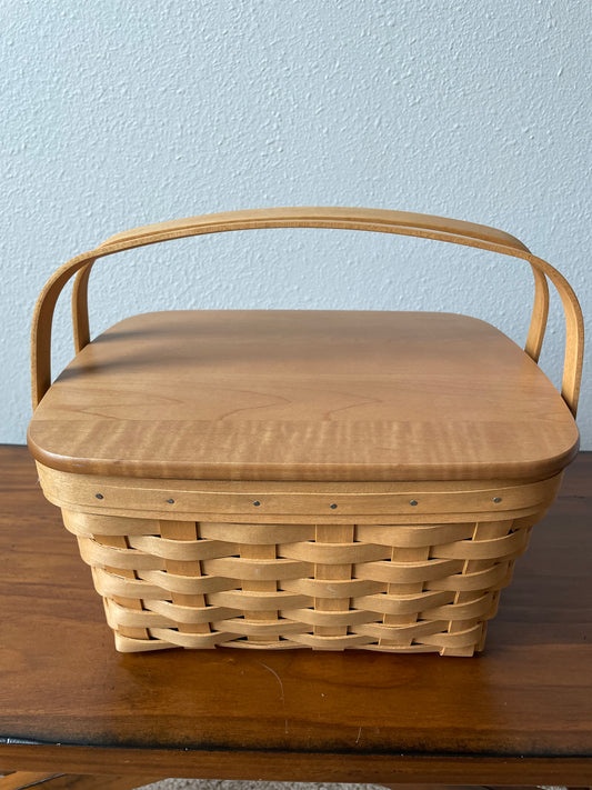 Longaberger Sewing Notions Basket with Cover and Liner