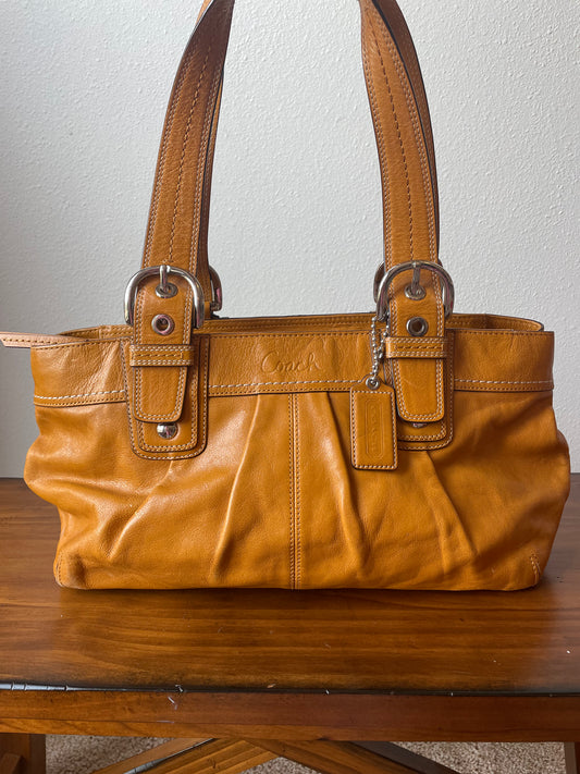 Coach Pleated Mustard Shoulder Bag