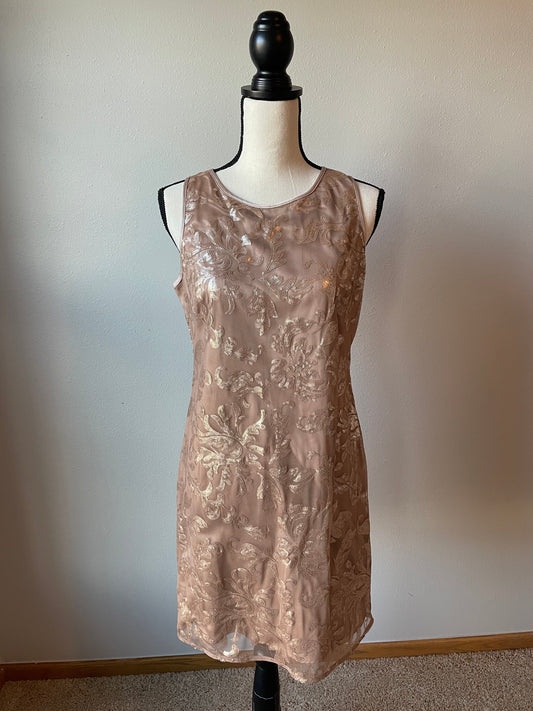 Jessica Howard Taupe Sequin Dress (6P)